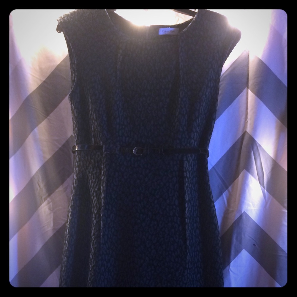 Calvin Klein leopard print sheath dress.